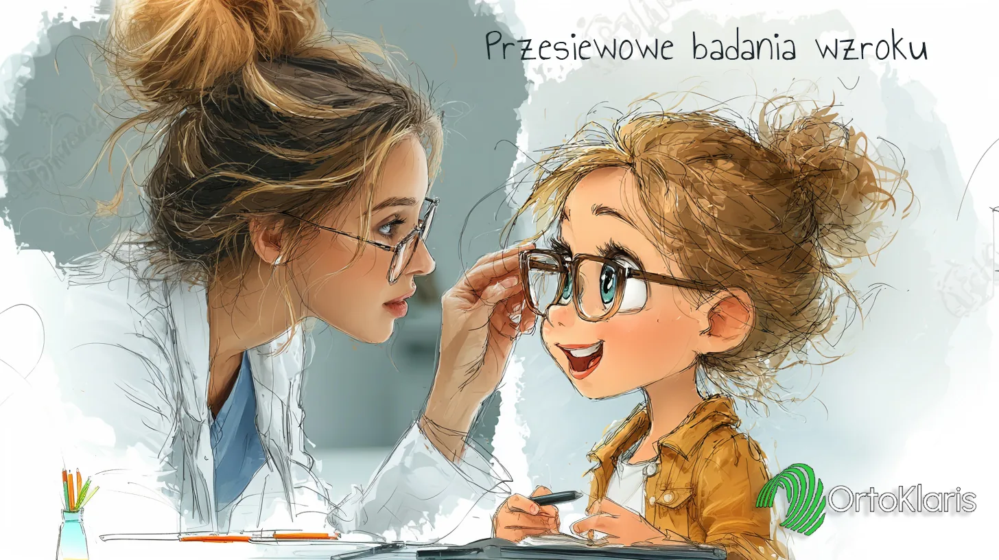 Ilustracja OrtoKlaris poświęcona przesiewowym badaniom wzroku dzieci